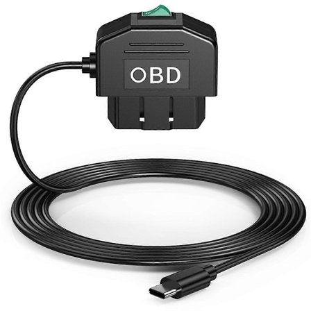 Dash Cam OBD Hardwire Kit, Dash Kamera USB Type C Hardwire Kit med OBD Strømkabel til Dashcam 12-24V til 5V/3A