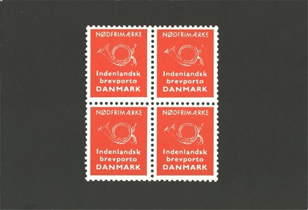Danmark 1963 - Nødfrimærke i mappe - 4-blok - Postfrisk