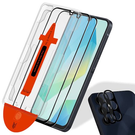 2-PACK Samsung A17 Skærmbeskytter & 2-PACK linsebeskytter - Hærdet Glas | [Automatisk Installation] - Boblefri