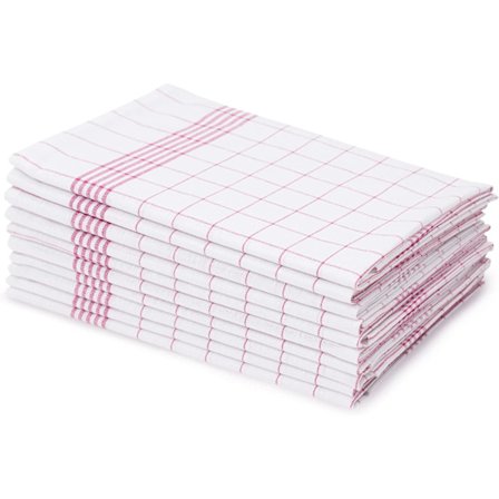 10-pakning kjøkkenhåndklær, bomull, 40 x 60 cm - rød [BR]