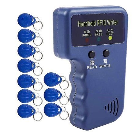 Handhållen 125KHz RFID Läsare Skrivare Duplicator Kopierare, Uppgraderad ID-kort Klonare Programmerare, med 10st-WELLNGS