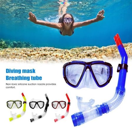 (Blå) Dykemaske - MOOHOP - Heldekkende - Silikon - ABS - PVC - Blå