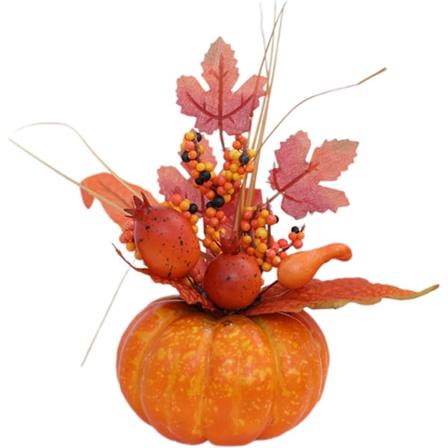 Kunstig gresskar med blomster, festdekorasjon, midtpunkt, høstfotorekvisitter, høstgresskar-midtpunkt