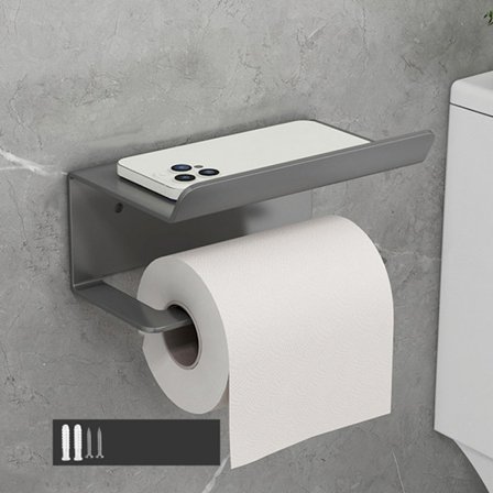 Toilet Paper Holder with Mobile Shelf - Grey