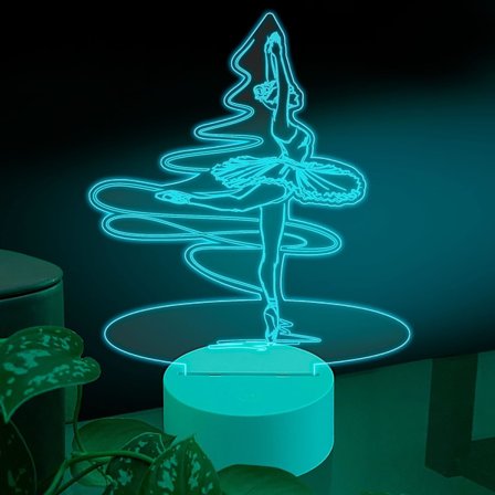 Tanssi 3D LED-pöytälamppu, Balerina Tanssija Baletti Klassinen Musiikki Soitto, Optinen Illuusio Akryylilasi Levy