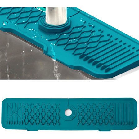 Silikone Vandhane Måtte, Foldbar Drypbakke & Stænkskærm med Skridsikker Base til Køkkenvask, Badeværelsesbordplade Beskyttelse