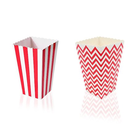 Popcornbokser, 20 pak popcornposer pappkartong godteribeholder, rød hvit stripet bølge papp film popcorn