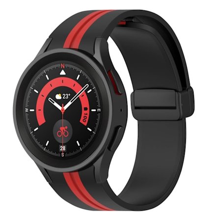 Kompatibel med Galaxy Watch 5 / 5 Pro / 4 Armband Flexibel Silikon Tvåfärgad Svart / Röd
