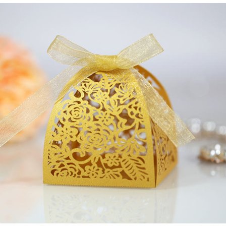 Paket med 50 laserutskurna rosfärgade godisaskar, festaskar 2,5"x 2,5"x 3