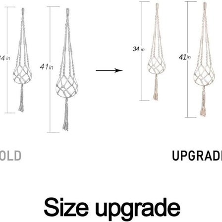 3-pak macrame planteophæng og 3 kroge til indendørs og udendørs brug