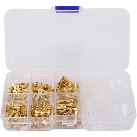 135 stk. Guldkoldpressede han- og hun-spadestik Kit Koldpresse-krympeklemmer 2,8 4,8 6,3 mm, DUBUNS