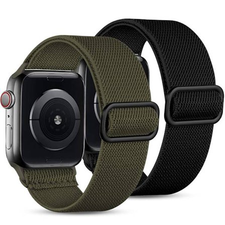 2-pak remme kompatible med Apple Watch-remme 45 mm 44 mm 42 mm, loop til iWatch SE Ultra Series 8 7 6 5 4 3 2 1, sort/grøn