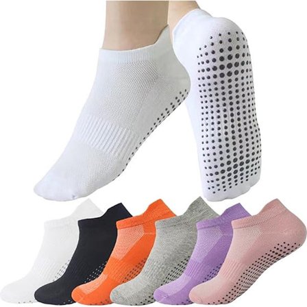 ING Sokker - Anti-skrid Sokker - Anti-skrid Pilates Grip Sokker - 6 Par