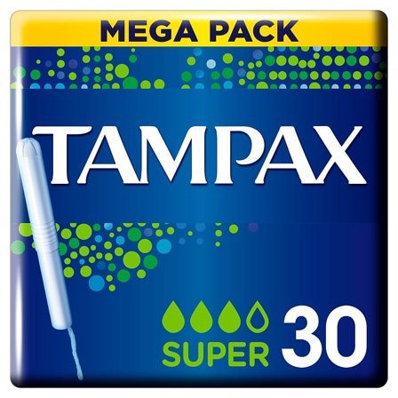 Tampax Super Tamponer 30 stk, Medicin & Pleje, Bind & Indlæg, Tamponer
