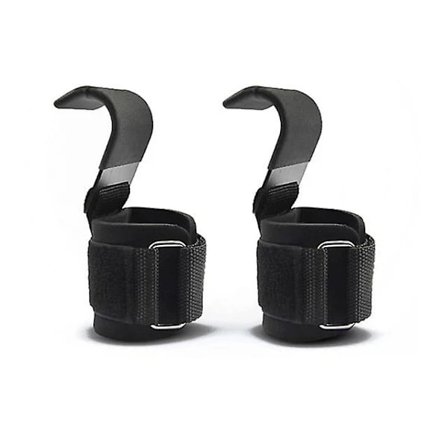 A Pair of Weightlifting Hooks, Non-Slip Grips with Rubber Coating