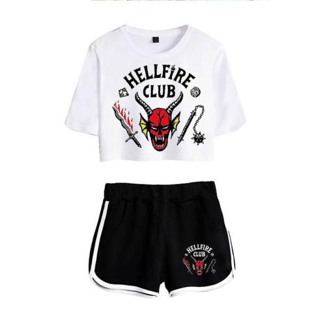 Stranger Things Season4 Hellfire Club Crop Shorts Color 1 S