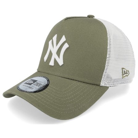 New Era - MLB Grön trucker Keps - New York Yankees League Essential 9FORTY New Olive/White A-Frame Trucker @ Hatstore