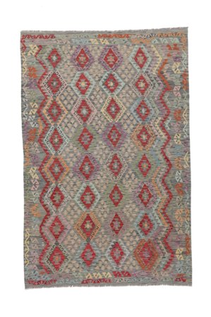 Kilim Afghan Old Style Rug Hand Woven 204X307 Brown/Dark Red Afghanistan