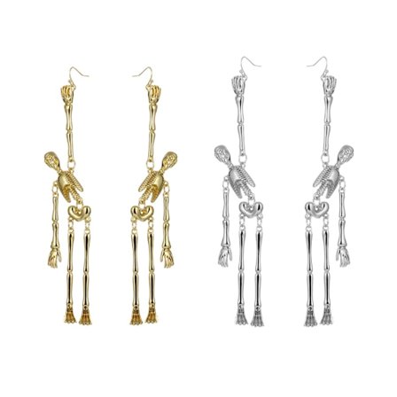 2 par Halloween metal dødningehoved skelet dinglende øreringe da