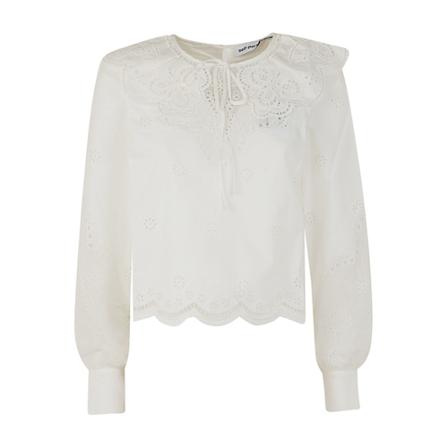 Self Portrait, Daisy Cotton Broderie Anglaise Shirt Wit, Dames, Maat:2XS