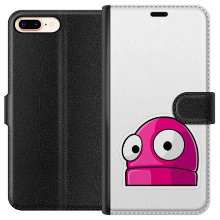 Yhteensopiva Lompakkokotelo Apple Apple iPhone 7 Plus Pinkki sarjakuvahahmo suurilla silmillä leikkisässä ja humoristisessa tyylissä