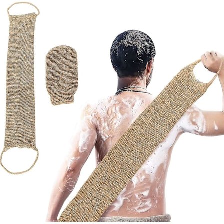 Eksfolierende Svamp Ryggskrubber, Naturlig Hamp Eksfolierende Ryggskrubber, Ryggmassasjebelte, Kroppsskrubber
