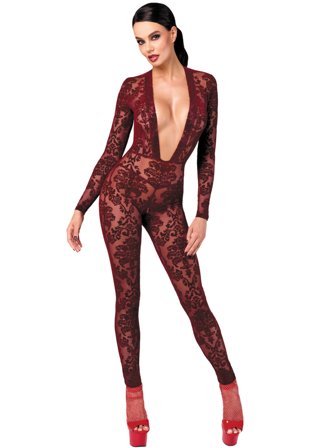 F382 Kink Royal Catsuit Burgundy - Vuxen.se - Sexiga catsuits & playsuits