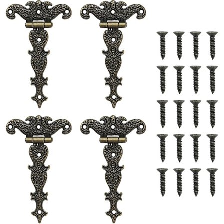 4 Pak Retro T-hængsler med skruer til skabe, vinduer, trækasser, stalddøre, skur døre