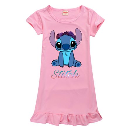 Barn Jenter Lilo og Stitch Nattøy Nattkjole Pyjamas Nattklær Nattlin Rosa ILX Rosa_tfrf Pink 160cm