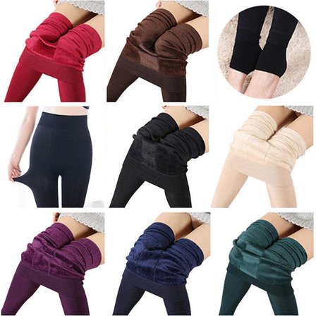 Damernas Varm Fleece Vinter Stretch Leggings Varma Fleecefodrade Slanka Termiska Byxor steg på foten