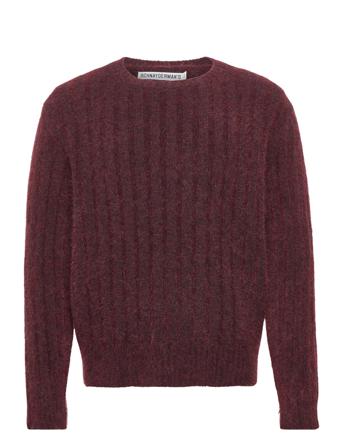 Crewneck Seamless Rib Mohair Neulepaita Pyöreä Kaula-aukko Tummanpunaiset Schnayderman's
