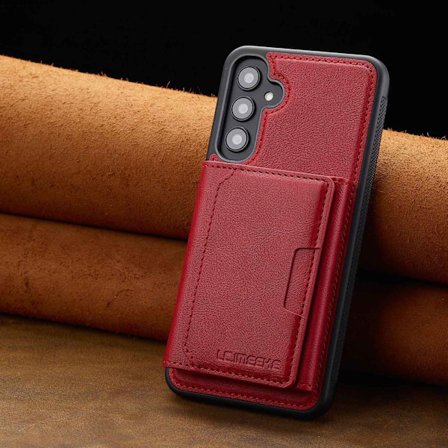 Etui til Samsung S25PLUS Rød Anti-skimming pung Magnetisk læderstativ