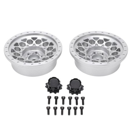 2 stk RC-hjulnavsett i profesjonell aluminiumslegering for Axial SCX6 1/6 RC-bil sølv