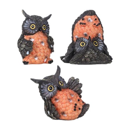3 st uggla figurer hantverk trädgårdsdekorationer för damm bondgård bakgård(multi,svart orange)