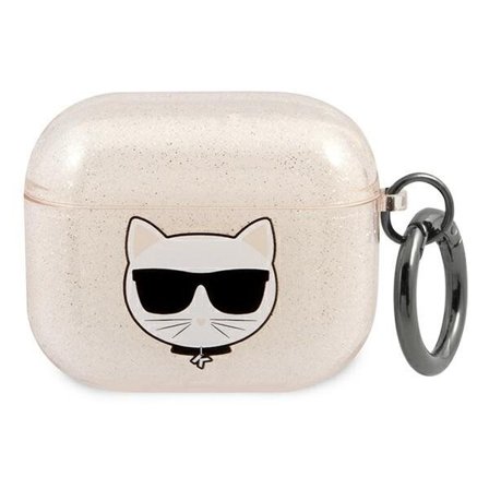 Karl Lagerfeld Glitter Choupette -kotelo AirPods 3:lle - kultainen