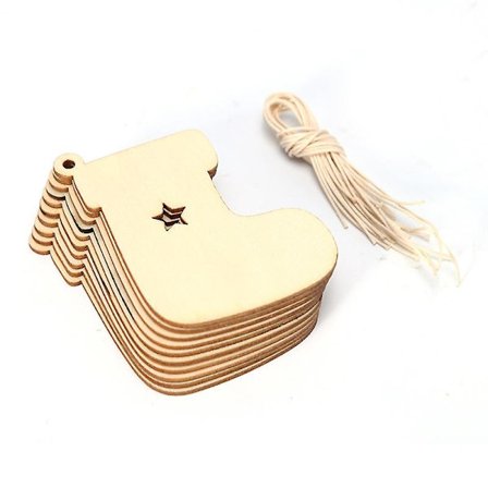 50 stk. Trehåndverk til Maling Juletre Hengende Ornamenter Ubehandlede Treutskjæringer Jul (sokk Utskjæringer)