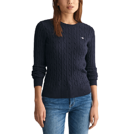 GANT STRETCH COTTON CABLE C-NECK Stickat Dam Blå S