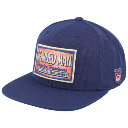 Bearded Man - Blå snapback Keps - Logo Patch Red/Blue Navy Snapback @ Hatstore