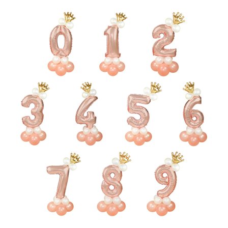 Ballongset Siffra Stående Rosé "0-9" Siffra 3 - Partyninja.se