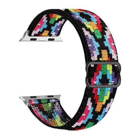 Leopard Nylon Elastisk Loop kompatibel Apple Watch Armband Serie 10 42mm 46mm Stretchigt Ersättningsarmband kompatibelt Iwatch Ultra Serie 9 8 7