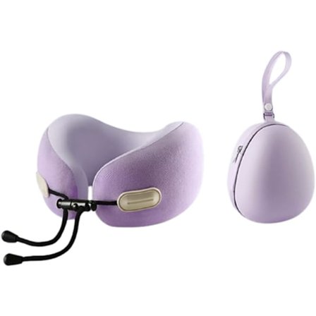 Memory Foam Rejse Nakkepude - Ergonomisk og kompakt design, egnet til flyrejser, bilrejser og lange rejser (lilla)