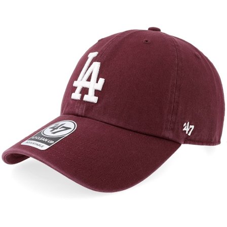 47 Brand - MLB Rød unconstructed Caps - Los Angeles Dodgers Clean Up Dark Maroon Dad Cap @ Hatstore