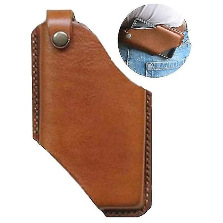 Herre Læder Mobiltelefon Hylster Retro Skede Med Bæltestropper Mobiltelefon Bælte Cover(Stor,Brun)