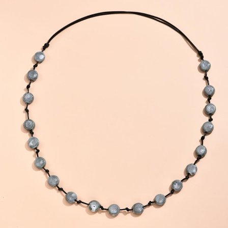 Lang halskæde keramisk perle GRÅ