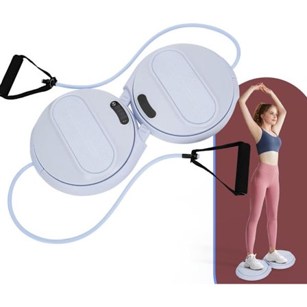 Waist Twister Maskine, Smart Ab Board med Kalorie-/Tidtæller & Modstandsbånd, Justerbar Mavefedtforbrænder til Hjemmetræning -