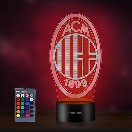 Milan Nattlampa, AC Fotboll Milan 3D LED Nattlampa Fotboll, 16 Färger Med Fjärrkontroll, Presenter Till Barn Flickor Pojkar Jul Födelsedag{jkw}