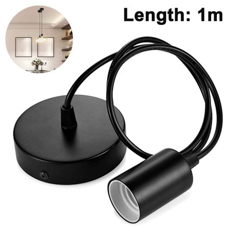 Metall pendellampe, E27 lampesokler med kabel, snorpendel, opphengskabel, ideell for takbelysning
