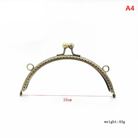 Tee-se-itse metallinen puoliympyrän muotoinen kehys Kukkaro Kahva Kolikkolaukut Metal Kiss Clas