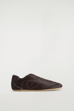COS Women's Minimal Pony Hair-Effect Leather Trainers in Brown