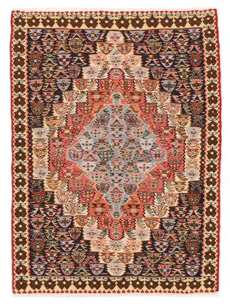 Tissé À La Main Kilim Senneh Fine Tapis 82X110 D'orient De Laine Rouge Foncé/Noir Petit